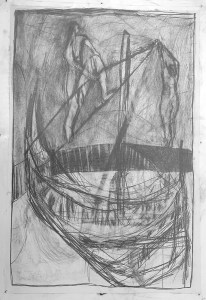 A couple climbing a boat