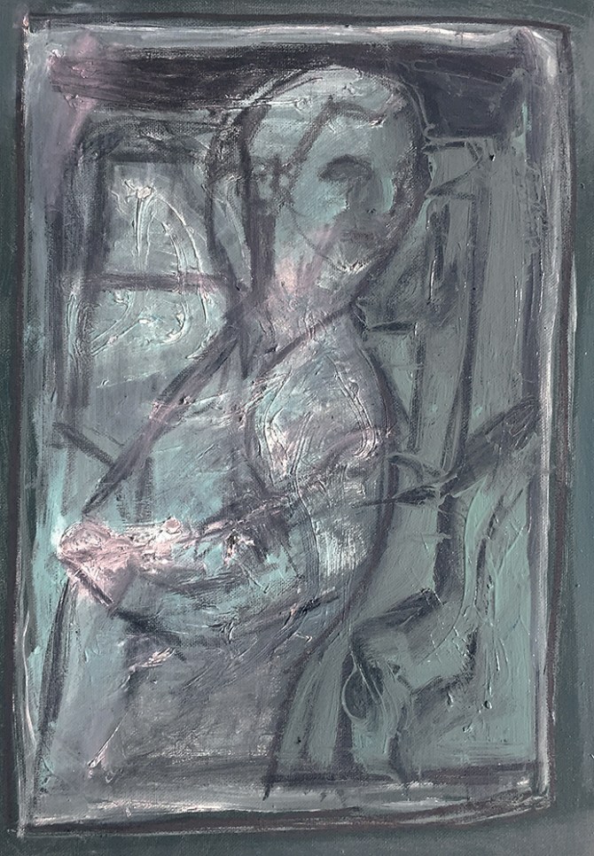 Smoking man in a living room