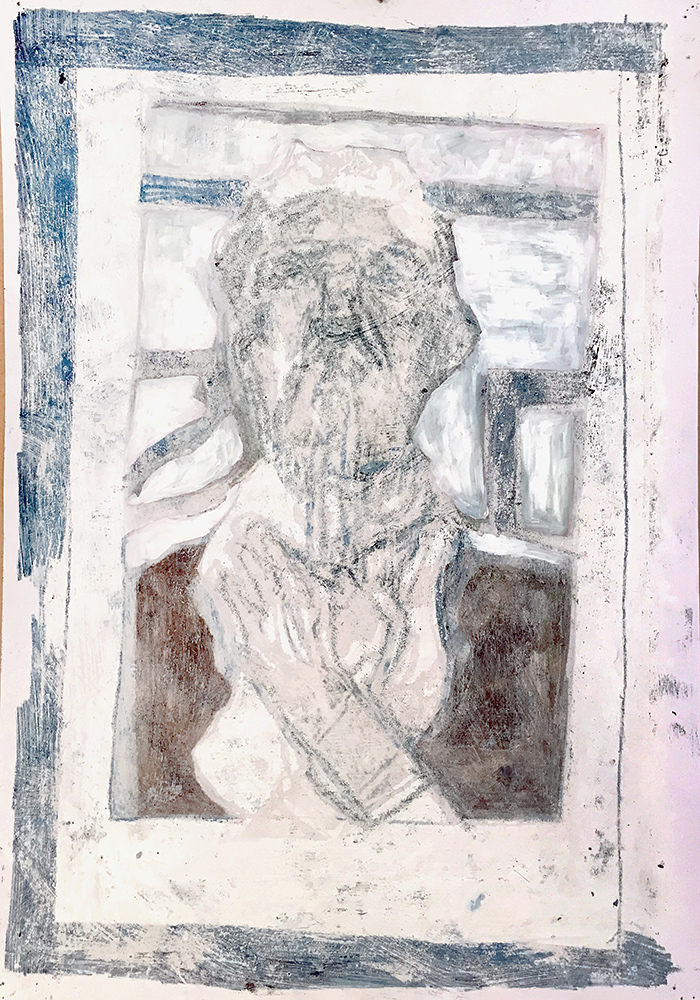 Self-portrait pushing bottom lip 10