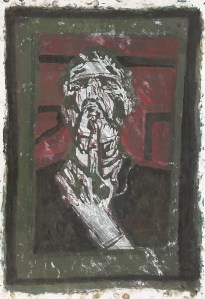 Self-portrait pushing bottom lip 3