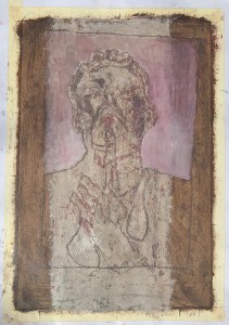 Self-portrait pushing bottom lip 13