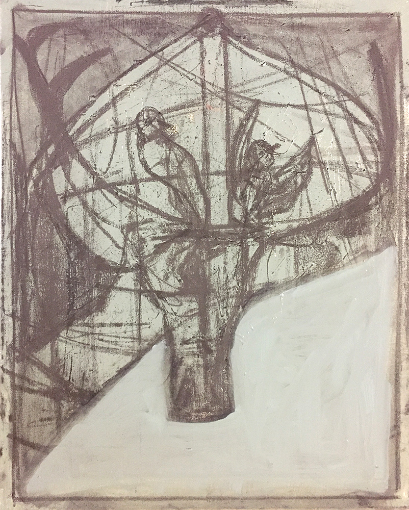 Birds between antlers