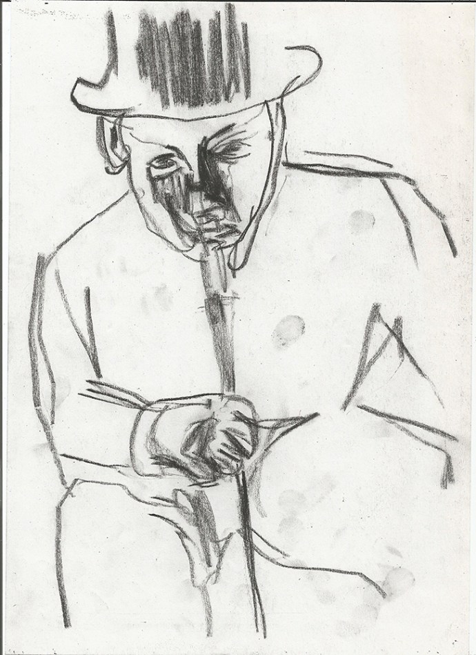 Man with a hat and cane