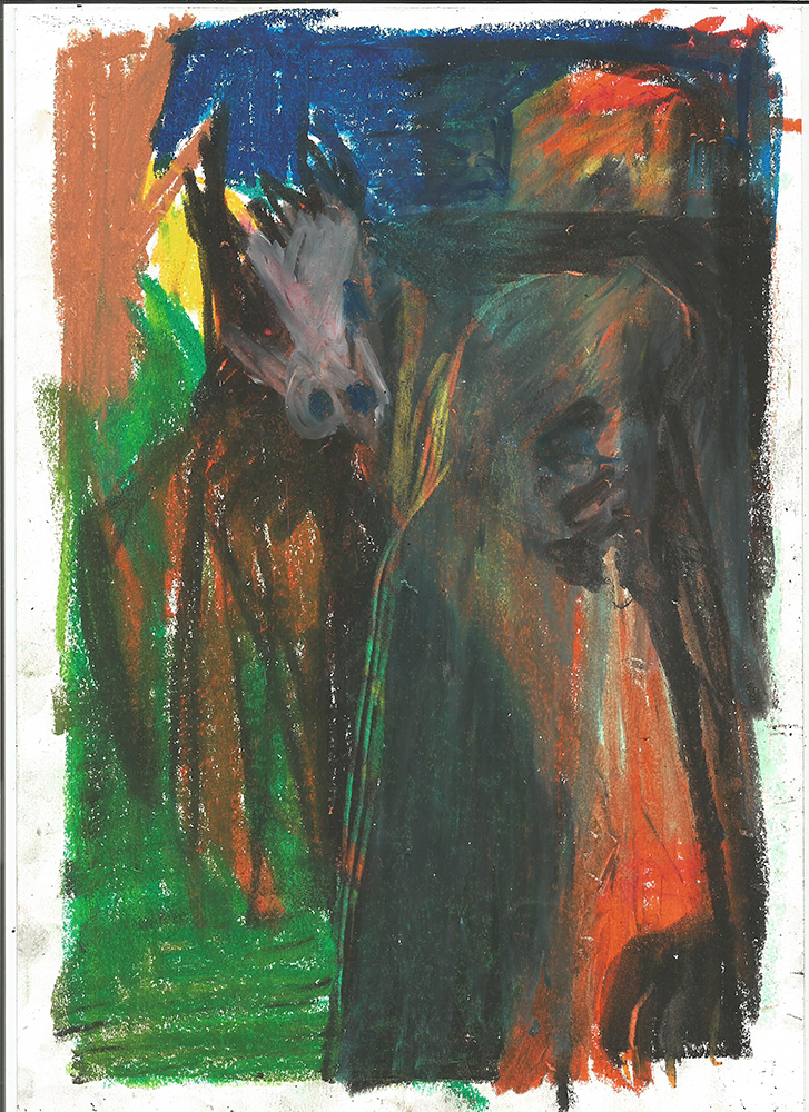 A dog and its owner by a fence