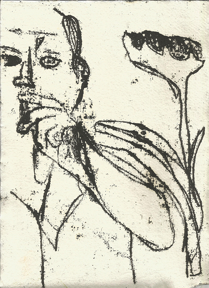 Man by a&nbsp;sunflower