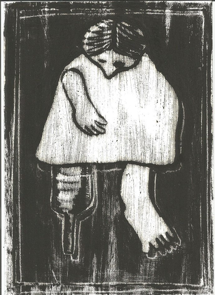 Woman with a wooden leg