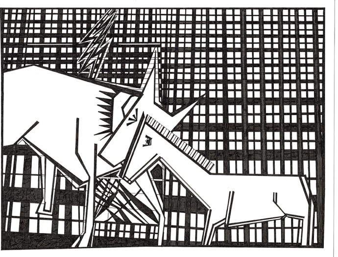 Lightning dog and horse