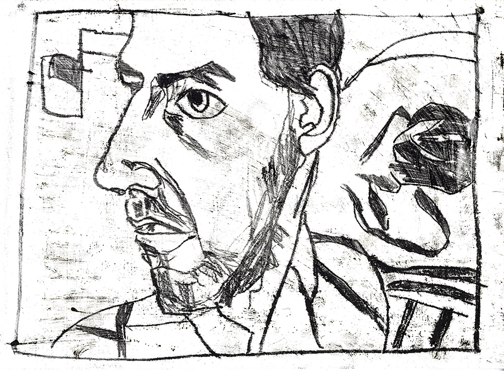 Self-portrait looking right