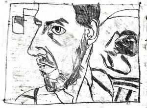 Self-portrait looking right