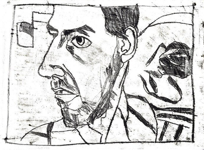 Self-portrait looking right