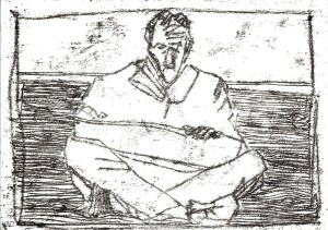 Self-portrait, sat drawing 1