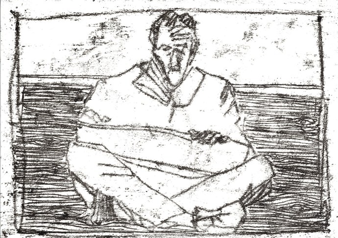 Self-portrait, sat drawing 1