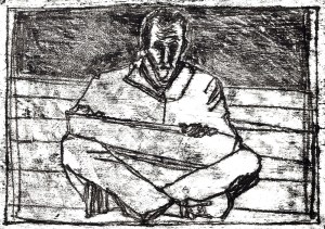 Self-portrait, sat drawing 2