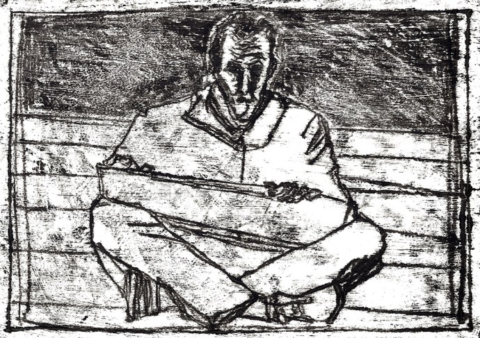 Self-portrait, sat drawing 2