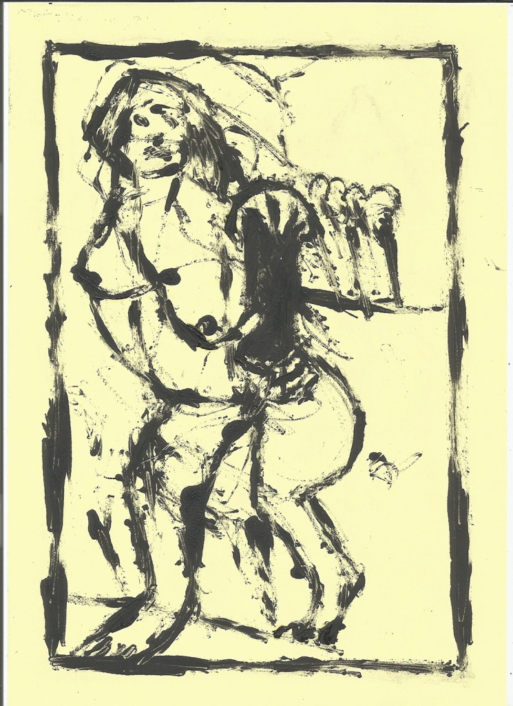 Woman holding a brick