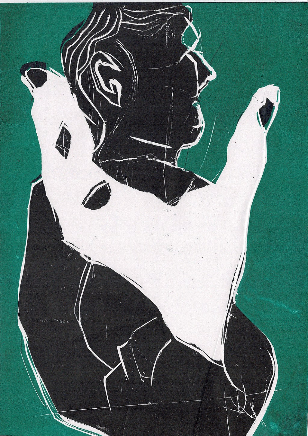 Head between fingers