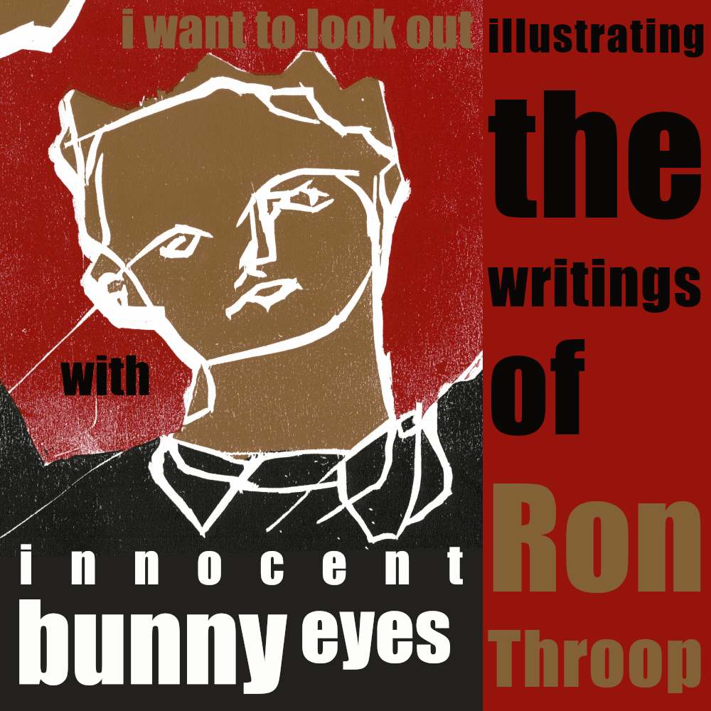 Bunny. Illustrating the writings of Ron Throop. Woodcut print by Edgeworth Johnstone.