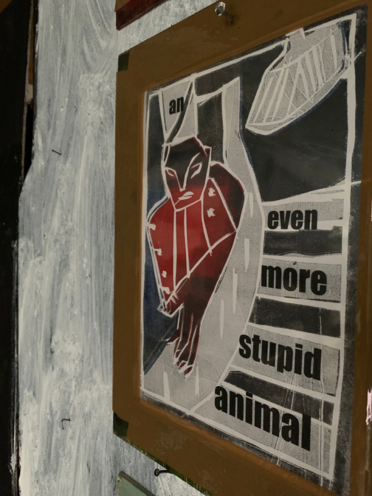 Edgeworth Johnstone Illustrates Ron Throop. An exhibition at Black Ivory Printmaking & Audio Club in Muswell Hill, London UK. Photo 15.