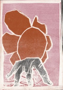 I was born in a mine, Pack R wood block print by Edgeworth Johnstone, hand.