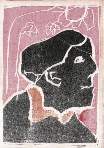 I was born in a mine, Pack R wood block print by Edgeworth Johnstone, woman.